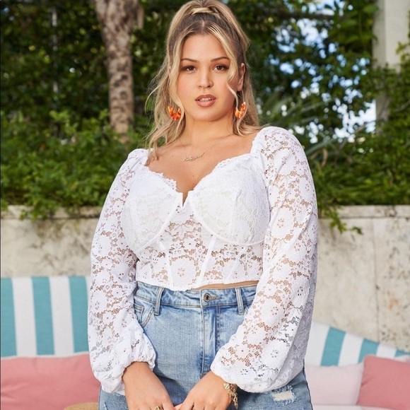Fashion to Figure 1 lace corset top white long sleeve - Picture 1 of 10